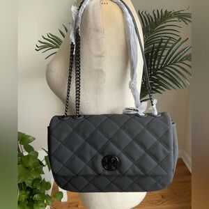 NWT TORY BURCH LARGE WILLA MATTE BLACK SHOULDER BAG $678